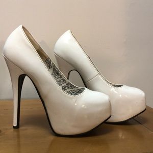 Bordello White Leatherette Stilettos
